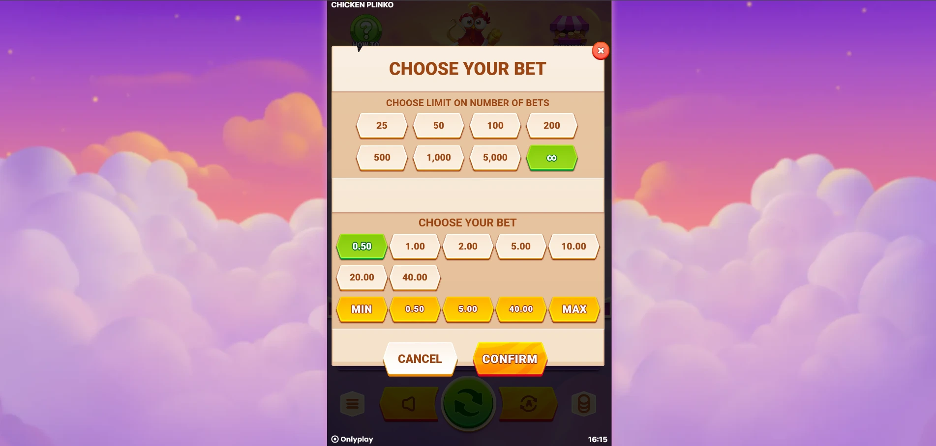 Chicken plinko bet.